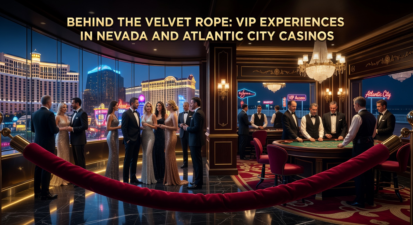 Elegant VIP lounge entrance in a bustling Nevada casino, velvet ropes framing high-limit gaming tables under crystal chandeliers