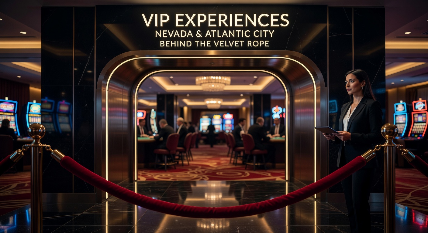 Opulent Atlantic City VIP gaming salon with players at high-stakes blackjack tables, ocean views through floor-to-ceiling windows