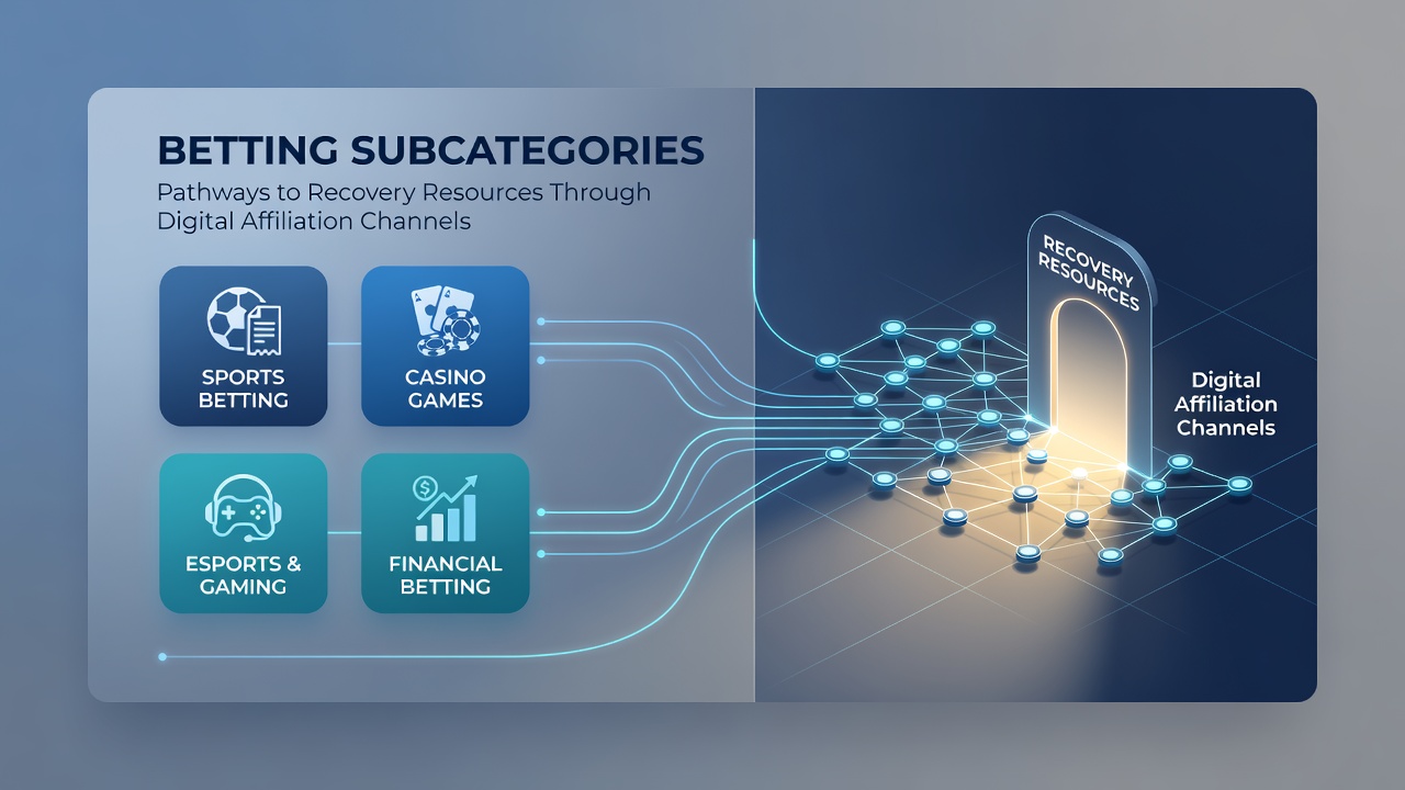Digital networks connecting betting subcategories to recovery resources