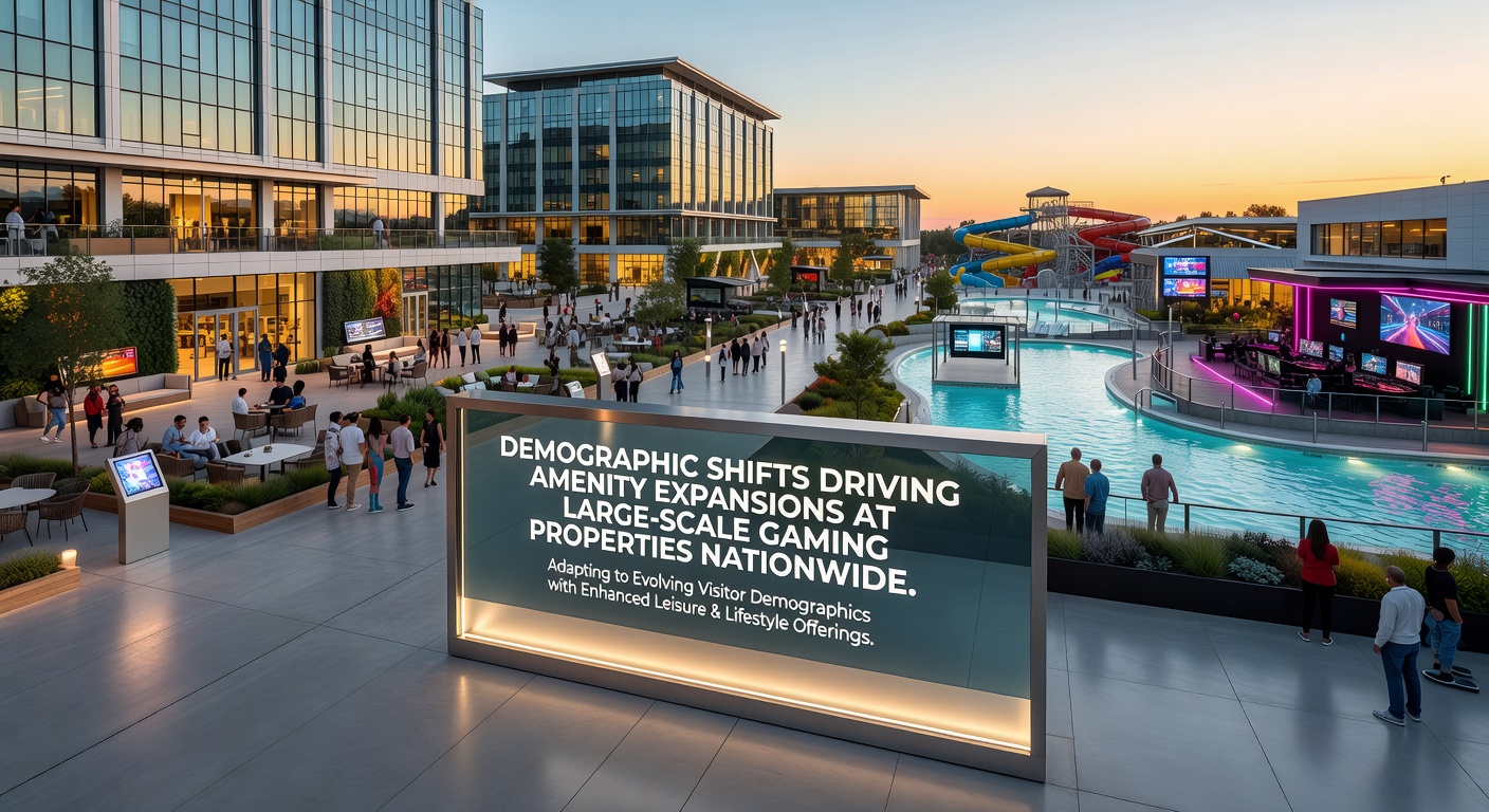 Aerial view of a large-scale gaming property with expanded resort amenities including pools, dining areas, and entertainment venues reflecting recent demographic-driven upgrades