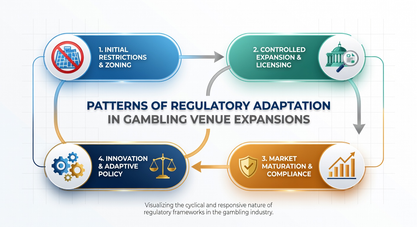 Overview of gambling venue expansion sites across multiple jurisdictions with regulatory overlays